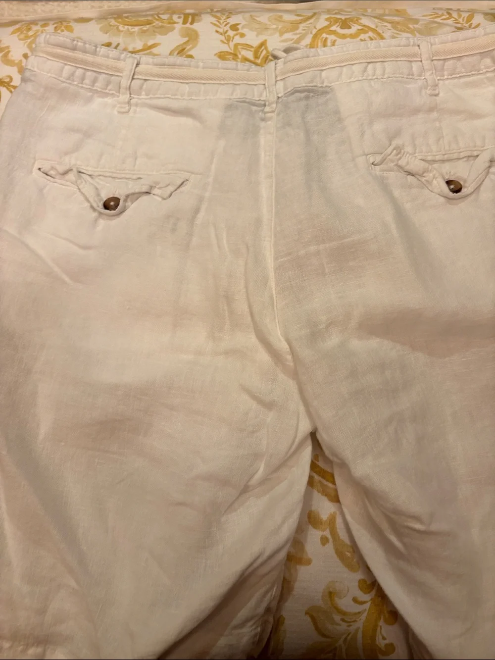 Men's White Linen Drawstring Chino Shorts